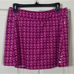 L.L. Bean Womens Athletic Skort Pink Geometric Print Built-In Shorts M Reg Polye